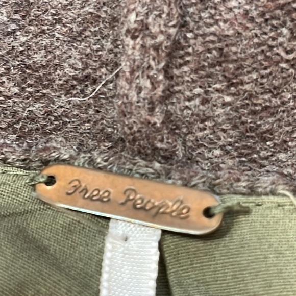 Free People brown Princess Toggle CableKnit Lambswool nylon Sweater Coat jacket - Picture 6 of 16